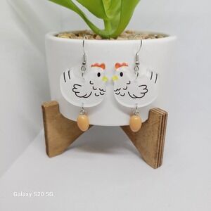 Unknown Brand Chicken Earrings Cute Farm Animal Fun Quirky NEW Ladies 2.5 inches